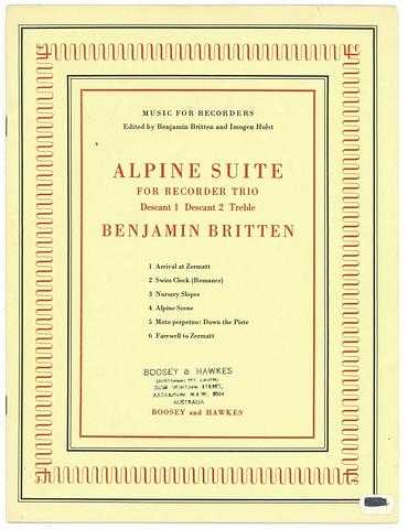 BRITTEN, Benjamin - Alpine Suite for recorder trio