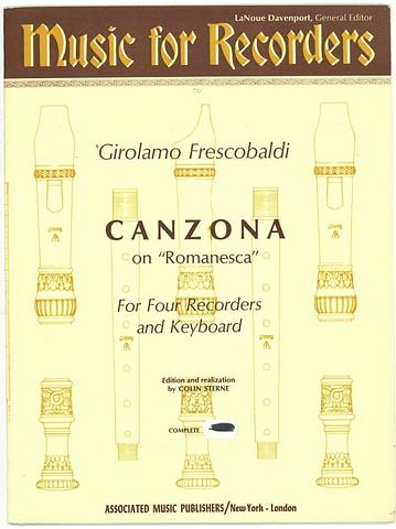 FRESCOBALDI, Girolamo - Canzona on 'Romanesca' - for four recorders and keyboard