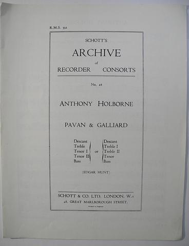 HOLBORNE, Anthony - Pavan & Galliard
