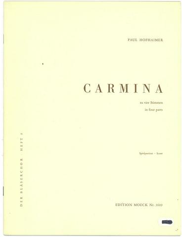 HOFHAIMER, Paul - Carmina - in four parts - score