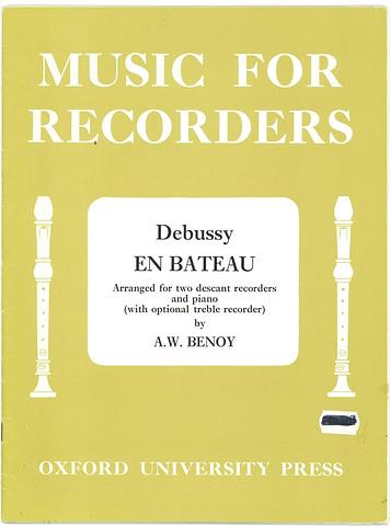 DEBUSSY, Claude - En bateau arranged for two descant recorders and piano by AW Benoy