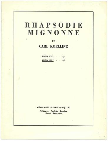 KOELLIG, Carl - Rhapsodie mignonne - Op 410 - piano duet