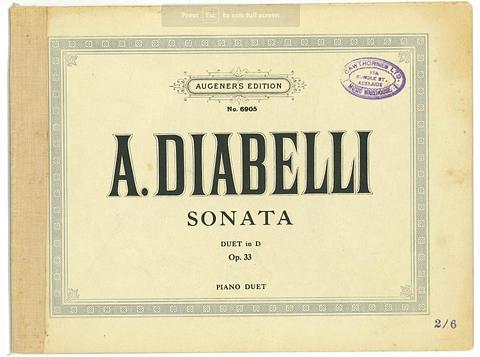 DIABELLI, A - Sonata - Op 33 - piano duet