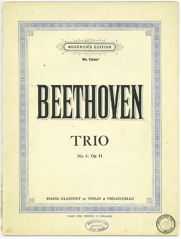 BEETHOVEN, L van - Trio for piano, clarinet, violin or cello - Op 4 No 11
