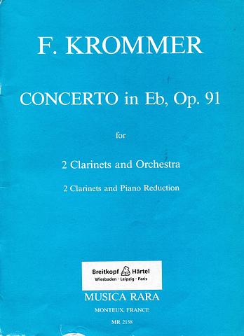 KROMMER, F - Concerto in E flat, Op 91 for 2 clarinets and orchestra - 2 clarinets and piano reduction