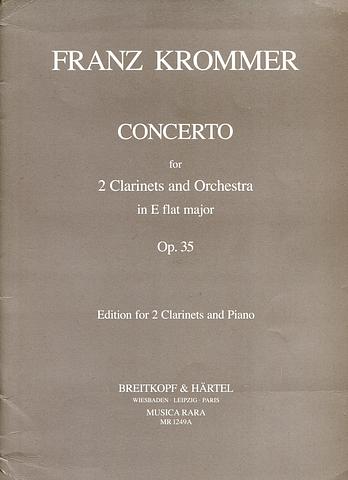 KROMMER, F - Concerto Op 35 for 2 clarinets and orchestra - clarinet and piano reduction - set