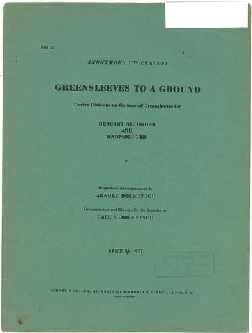ANONYMOUS - Greensleeves to a ground - set - Dolmetsch